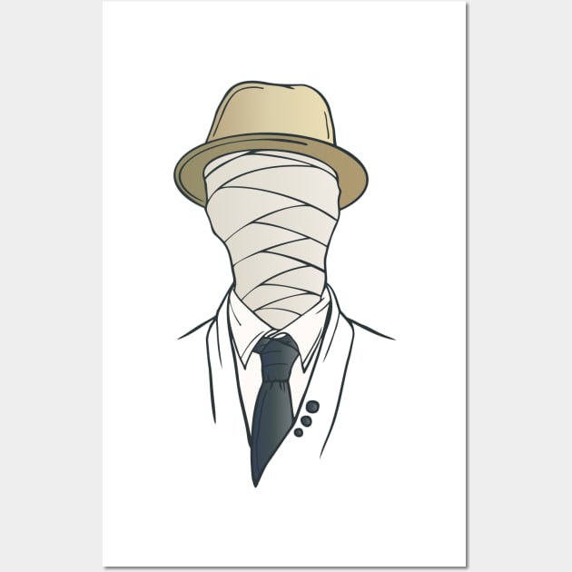 Mummy Face in Suit, Tie, and Hat Wall Art by arcanumstudio